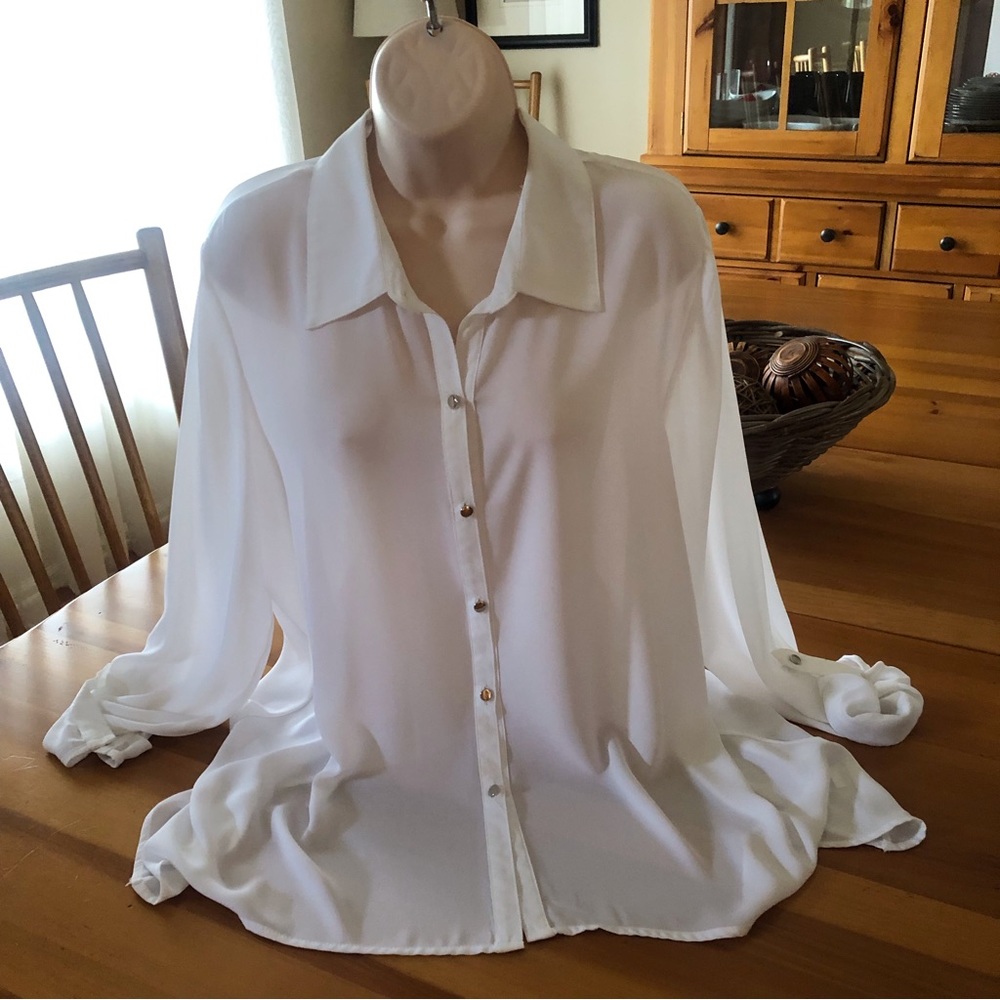 Ny Collection WomansClassic White Blouse Size L